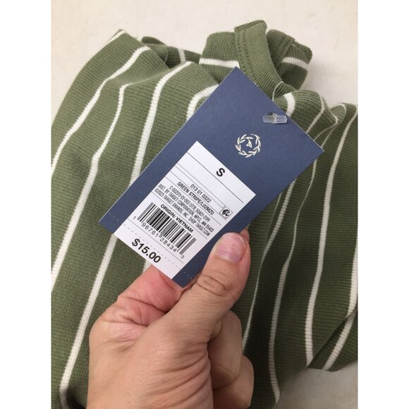 Women's Universal Thread Green and White Striped Long Sleeve Shirt (NWT) - Picture 5 of 8